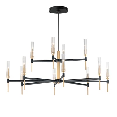 Maxim Lighting Flambeau 2-Tier Chandelier with a bronze finish, featuring elegant curved arms and candle-style lights.