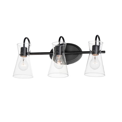 Maxim Lighting Ava Bathroom Vanity Light in Black, featuring stylish steel and glass design for modern bathrooms.