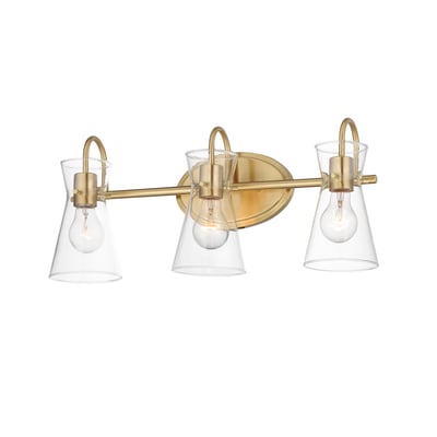 Maxim Lighting Ava Bathroom Vanity Light in Natural Aged Brass, featuring sleek steel and glass design for modern bathrooms.