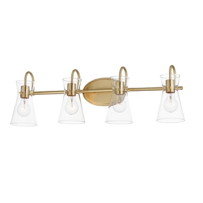 Maxim Lighting Ava Bathroom Vanity Light in Natural Aged Brass, featuring durable steel and glass for a stylish bathroom upgrade.