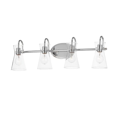 Maxim Lighting Ava Bathroom Vanity Light in Polished Chrome, featuring sleek steel and glass design for modern bathrooms.
