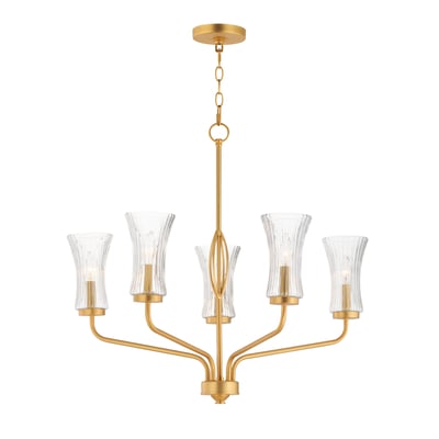 Maxim Lighting Camelot Chandelier in Natural Aged Brass, featuring elegant steel and glass design for stylish illumination.