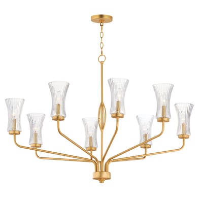 Maxim Lighting Camelot Chandelier in Natural Aged Brass, featuring elegant steel and glass design for stylish illumination.
