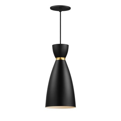 Maxim Lighting Carillon Elongated Mini Pendant in Black with Satin Brass, featuring a sleek aluminum design for modern decor.