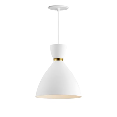 Maxim Lighting Carillon Elongated Mini Pendant in White with Satin Brass, featuring a sleek aluminum design for modern decor.