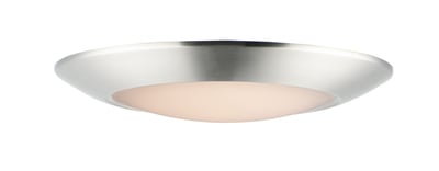 Maxim Lighting Diverse Non-T24 Wet Location Flush Mount in Satin Nickel finish with a polycarbonate lens and steel frame, suitable for outdoor use.