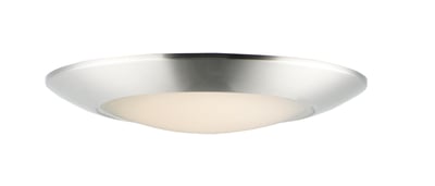 Maxim Lighting Diverse Non-T24 Wet Location Flush Mount in Satin Nickel finish, featuring a sleek polycarbonate and steel design for outdoor use.