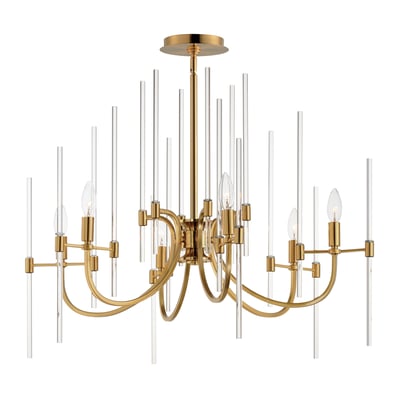 Maxim Lighting Divine Arc Chandelier in Heritage finish, featuring a graceful steel and glass design with elegant curves and multiple light fixtures.