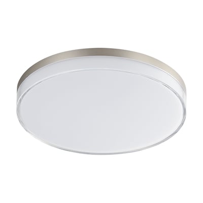 Maxim Lighting Edge Flush Mount Ceiling Light in Satin Nickel finish, featuring a sleek, modern design with an Iron frame and a frosted glass diffuser.