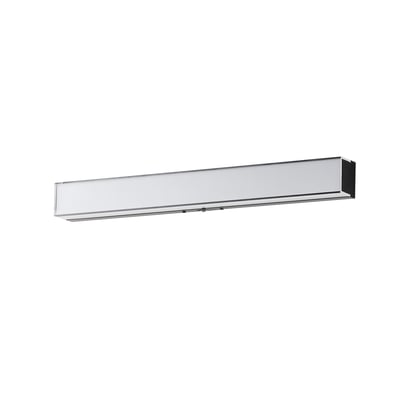 Maxim Lighting Edge Bathroom Vanity Light in Black finish, featuring a sleek design with PMMA Acrylic and Aluminum materials, mounted on a bathroom wall.
