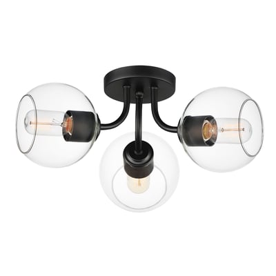 Maxim Lighting Knox Semi Flush Ceiling Light with a Black finish, featuring a Steel frame and Glass shade, elegantly illuminates the space.