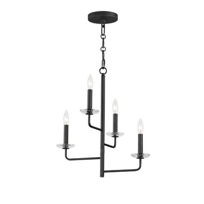 Maxim Lighting Madeira Chandelier with Anthracite finish, featuring a steel frame and glass accents, elegantly illuminates the space.