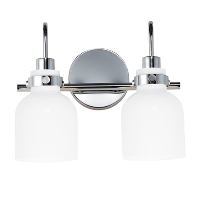 Maxim Lighting Milk Bathroom Vanity Light with polished chrome finish, featuring four lights, elegantly illuminates a modern bathroom setting.