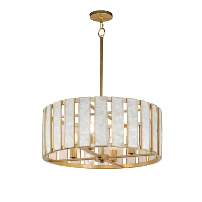 Miramar Pendant by Maxim Lighting in Natural Aged Brass finish, featuring a sleek design with Steel and Acrylic elements, hanging elegantly from the ceiling.