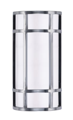 Maxim Lighting Moon Ray Outdoor Wall Sconce in Satin Nickel finish, featuring a sleek Stainless Steel frame with an Acrylic diffuser for a modern look.