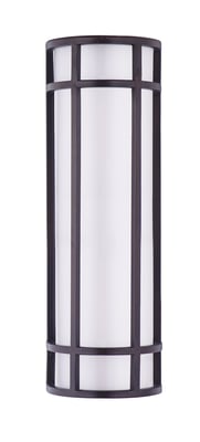 Maxim Lighting Moon Ray Outdoor Wall Sconce in Bronze finish with a sleek, modern design featuring a curved Stainless Steel frame and Acrylic diffuser.