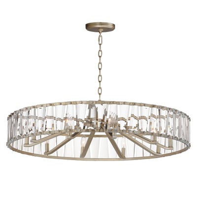 Maxim Lighting Odeon Chandelier with a Golden Silver finish, featuring a sleek Steel frame adorned with elegant Crystal accents.
