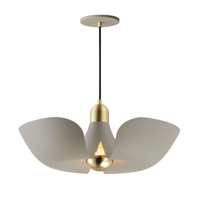 Maxim Lighting Poppy Two Petal Pendant in Silver Gold with Satin Brass finish, featuring aluminum petals elegantly arranged for a modern aesthetic.