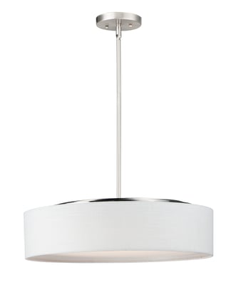 Maxim Lighting Prime Pendant in Satin Nickel finish, featuring a sleek steel frame with an acrylic diffuser, hanging elegantly in a modern interior.
