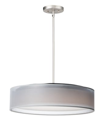 Maxim Lighting Prime Pendant in Satin Nickel finish, featuring a sleek design with a Steel frame and Acrylic diffuser, hanging elegantly from the ceiling.
