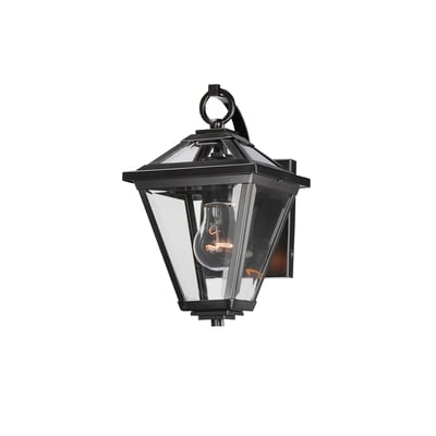 Maxim Lighting Prism Outdoor Wall Sconce in Black finish, featuring a sleek, geometric design with a steel frame and clear glass panels for modern outdoor illumination.