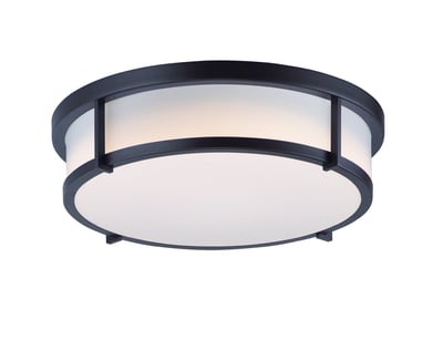 Maxim Lighting Rogue Ceiling Light Fixture in black finish, featuring a sleek polycarbonate and steel design, mounted on a ceiling.