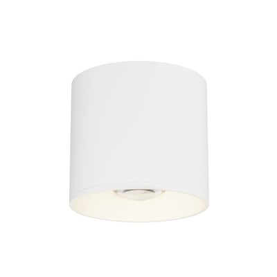 Maxim Lighting Stout Flush Mount Ceiling Light with a sleek aluminum frame, white glass diffuser, and modern design, perfect for any room.