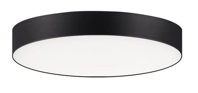 Maxim Lighting Trim Round 120V Ceiling Light with a sleek black finish, crafted from durable polycarbonate and steel, mounted on a white ceiling.
