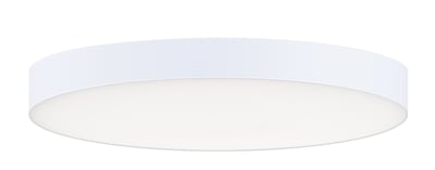Maxim Lighting Trim Round 120V Ceiling Light with a white polycarbonate and steel finish, mounted on a ceiling, providing ambient illumination.