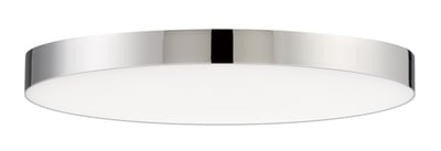 Maxim Lighting Trim Round 120V Ceiling Light with a polished chrome finish, made of polycarbonate and steel, mounted on a white ceiling.