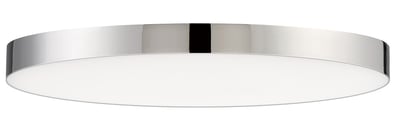 Maxim Lighting Trim Round 120V Ceiling Light in Polished Chrome finish, featuring a sleek, circular design made of polycarbonate and steel.