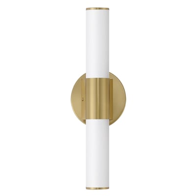 Maxim Lighting Tubo Round Bathroom Vanity Light in Natural Aged Brass finish with PMMA Acrylic and Aluminum, featuring a sleek, modern design.