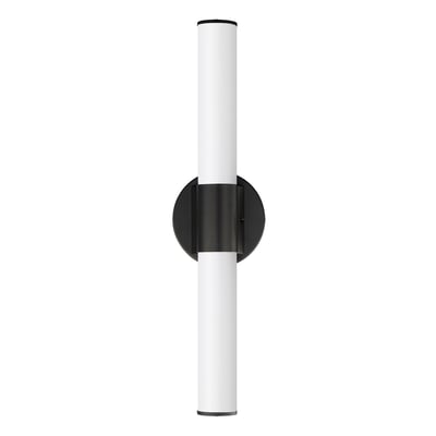 Maxim Lighting Tubo Round Bathroom Vanity Light with a sleek Black finish, featuring PMMA Acrylic and Aluminum materials for a modern look.