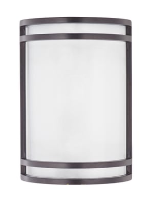 Maxim Lighting Linear LED Outdoor Wall Sconce in Bronze finish with Steel and Opal Acrylic materials, mounted on a modern exterior wall.