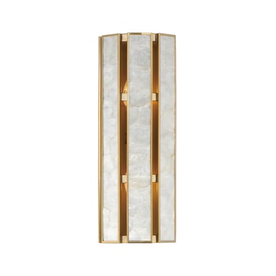 Miramar Wall Sconce by Maxim Lighting in Natural Aged Brass finish, featuring a sleek Steel frame with Seashell and Acrylic accents.