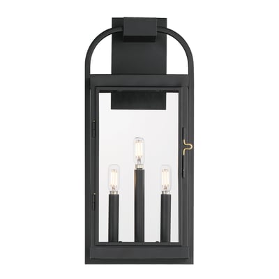 Maxim Lighting Bonham Outdoor Wall Sconce in Black, featuring durable steel, aluminum, and glass materials for elegant outdoor illumination.