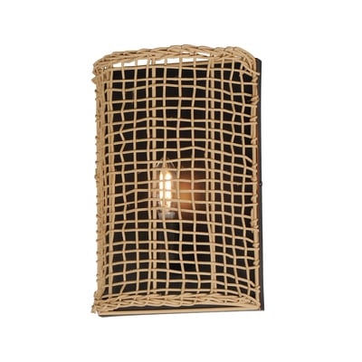 Maxim Lighting Cestino Wall Sconce in Antique Bronze, featuring steel and rattan for a stylish, modern look.