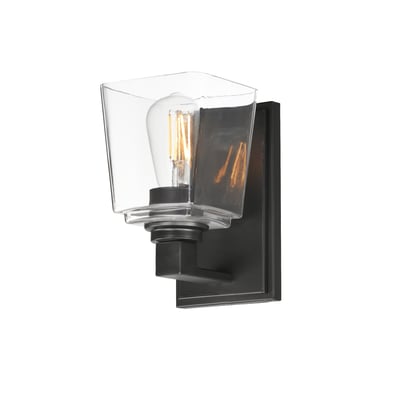 Maxim Lighting Cubos Wall Sconce in Black, featuring durable steel and glass materials for a modern home decor accent.