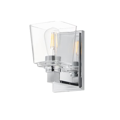 Maxim Lighting Cubos Wall Sconce in Polished Chrome, featuring sleek steel and glass design for modern interiors.