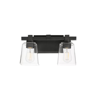 Maxim Lighting Cubos Vanity Light in Black, featuring sleek steel and glass design for modern bathroom elegance.