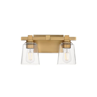 Maxim Lighting Cubos Vanity Light in Natural Aged Brass, featuring durable steel and glass for elegant bathroom decor.