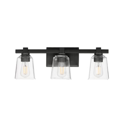 Maxim Lighting Cubos Vanity Light in Black, featuring durable steel and glass materials for a modern bathroom aesthetic.