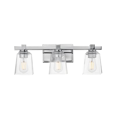 Maxim Lighting Cubos Vanity Light in Polished Chrome, featuring sleek steel and glass design for modern bathrooms.