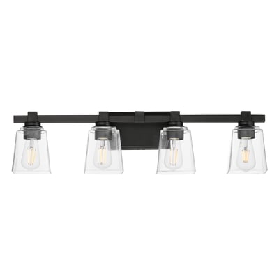Maxim Lighting Cubos Vanity Light in Black, featuring sleek steel and glass design for modern bathroom elegance.