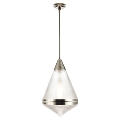 Maxim Lighting Hargreaves Pendant in Polished Nickel finish, featuring a sleek steel and glass design, hanging elegantly from the ceiling.