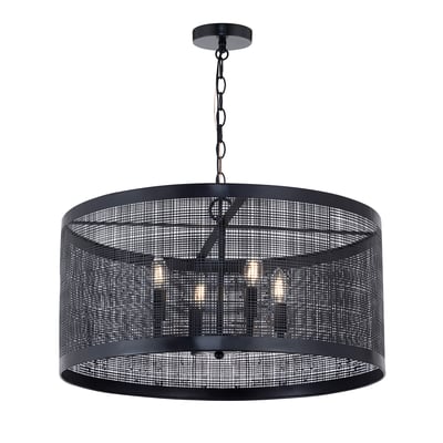 Maxim Lighting Hatcher Pendant in Black finish, featuring a sleek Steel frame with a modern design."
