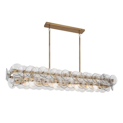 Maxim Lighting Loren Linear Chandelier featuring a Weathered Brass finish with Recycled Glass and Steel elements, elegantly suspended for a modern look.