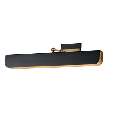 Maxim Lighting Miles Articulating LED Wall Sconce in Black with Natural Aged Brass finish, featuring a sleek steel frame and acrylic diffuser.