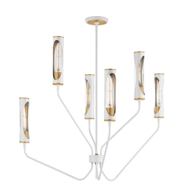 Maxim Lighting Regent Chandelier with Light French Gray and Natural Aged Brass finish, featuring a steel and glass design.