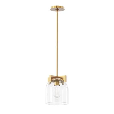 Maxim Lighting Scoop Pendant/Flush Mount in Natural Aged Brass finish, featuring a sleek Steel frame and Glass shade, elegantly illuminates the space.